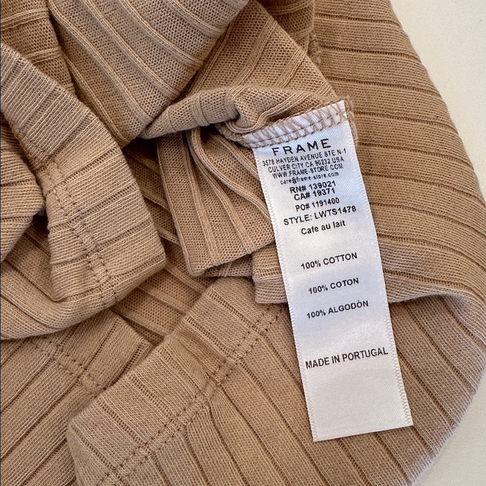 Frame Denim Ribbed Short-Sleeve Tee in Camel - Picture 4 of 5